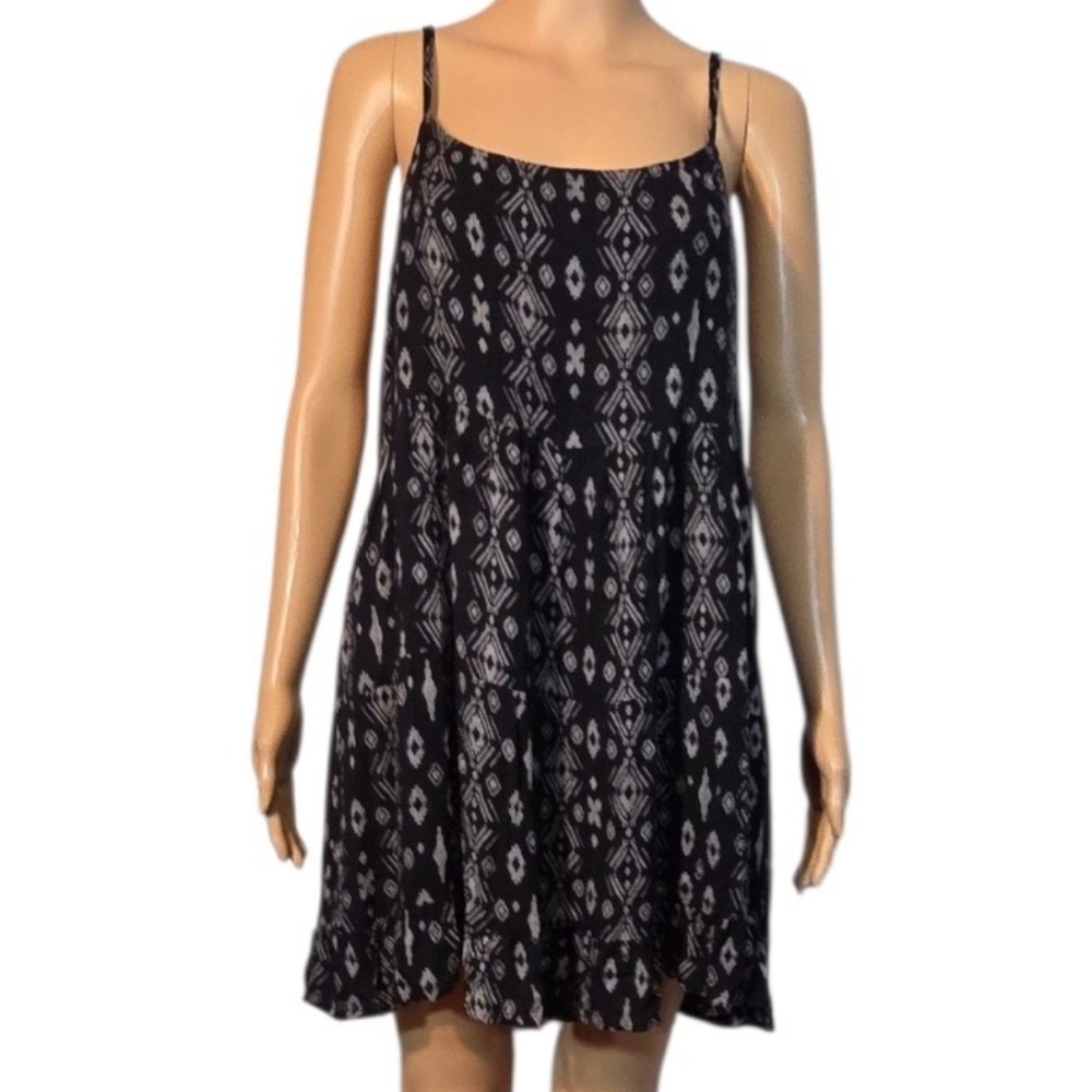 Beach By Exist Dress Mini Crisscross Spagetti Straps Black Gray Womens Size M